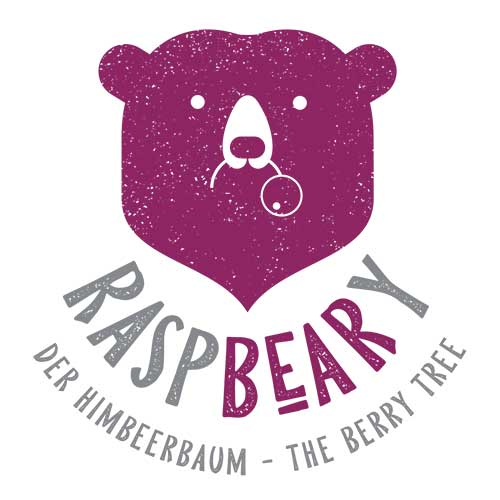 Raspbeary Logo Bär mit Beere im Mund
